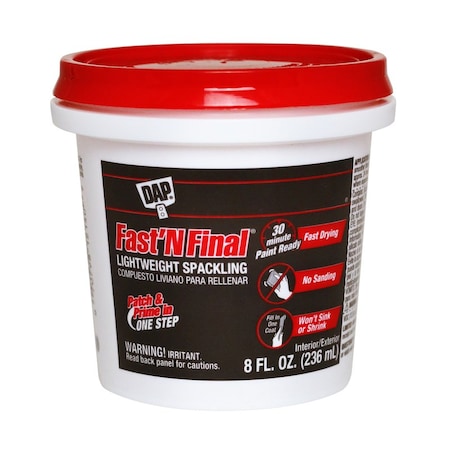 Dap DAP Fast 'N Final Ready to Use White Lightweight Spackling Compound 8 oz 7079812140